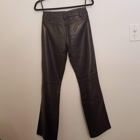 Banana Republic Size 0 Black Genuine Leather Pants - Picture 2 of 12